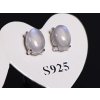 Náušnice Měsíční kámen ovál 5x7 mm se stříbrem #102 S925