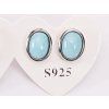 Náušnice Larimar kameň ovál 6x8 mm so striebrom #103 S925