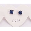 Náušnice Safír kámen 4 mm se stříbrem #107 S925