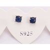 Sapphire earrings 4 mm with silver #107 S925