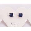 Sapphire earrings 4 mm with silver #107 S925