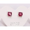 Náušnice Rubín kámen 4 mm se stříbrem #114 S925