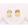 Náušnice Citrín ovál 5x7 mm kámen se stříbrem #121 S925