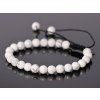 Náramek Shamballa Howlit - 6 mm kuličky #997 - z přírodních kamenů