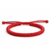Červený pletený náramek na šňůrce