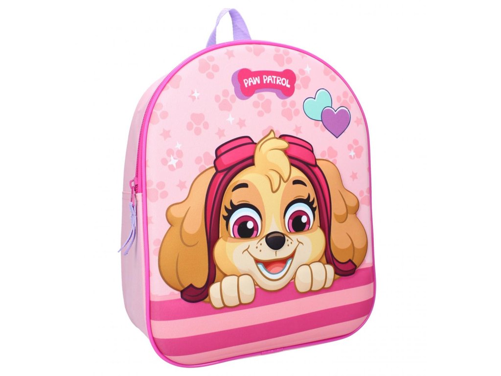 3D školní batoh Tlapková Patrola růžový Sky