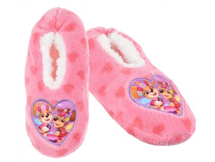 Teplé růžové bačkory s motivem Tlapková patrola