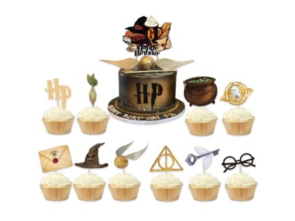 Narozeninová dekorace na dort a muffiny s motivem Harry Potter