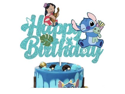 Narozeninová dekorace na dort a muffiny Lilo & Stitch