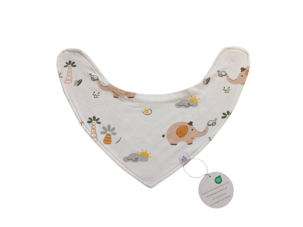 Wendbares Bambus-Lätzchen „Elefant“ mit Magnetverschluss