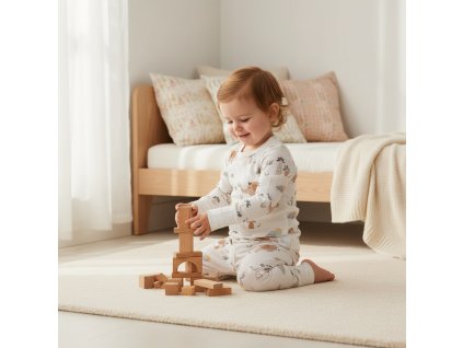 Kids’ Growing Bamboo Two-Piece Pajamas – Elephant (2–8 years)