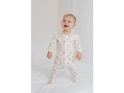 Mitwachsende Baby-Strampler mit Magnetverschluss – Violette Blümchen