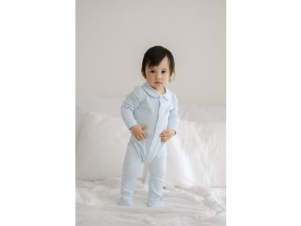 Blue Baby Sleepsuit with Hidden Magnetic Fasteners – 100% Cotton