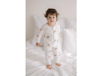 Grow-with-Me Bamboo Baby Sleepsuit with Magnetic Fasteners – Bear Print