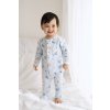 Grow-with-me baby sleep romper with magnetic closure – blue boat