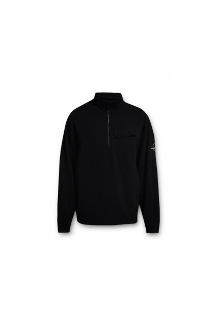 Helmut Lang Muži Mikina černá WAFFLE PULLOVER HALF ZIP L09HM502