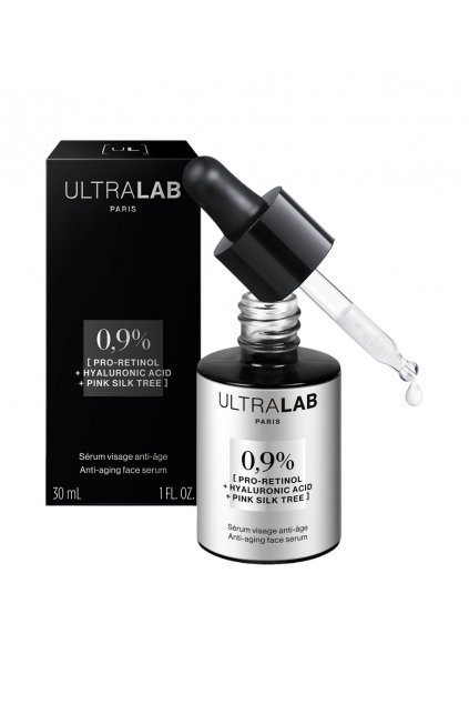 Ultralab 0.9% OBLIČEJOVÉ SÉRUM PROTI STÁRNUTÍ PRO RETINOL + KYSELINA HYALURONOVÁ + PINK SILK TREE 30 ML