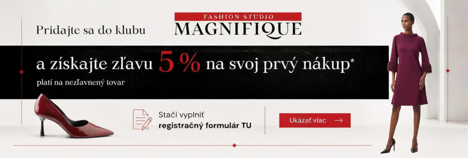 Zľava 5% na prvý nákup v Magnifique-Fashion.sk