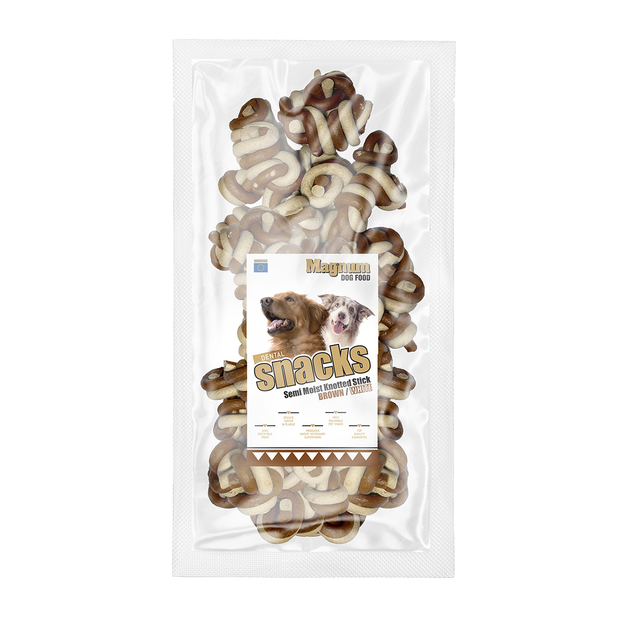 Magnum Semi Moist Knotted Stick Brown/White 25 ks