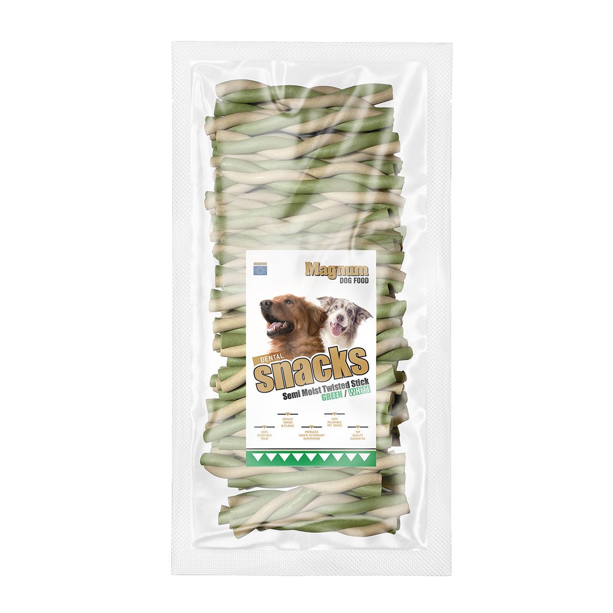 Magnum Semi Moist Twisted Stick Green/White 50 ks