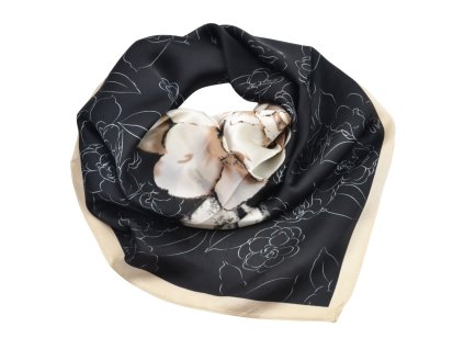 Šátek - černý s velkou kytkou