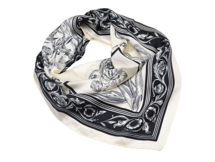 Šátek - bílý s květinovým motivem