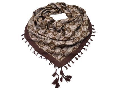 Maxi šátek - hnědý s abstraktním vzorem