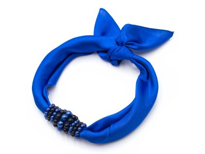 Šátek s bižuterií Letuška - královsky modrý