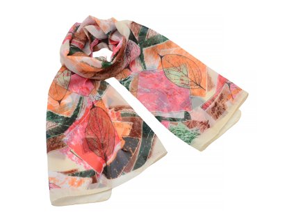 Šála vzdušná - béžová s abstraktním vzorem