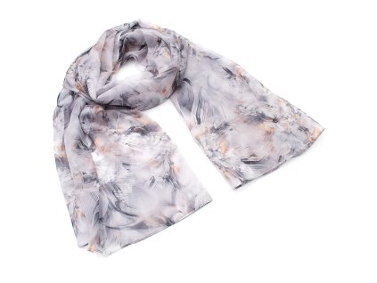 Šála vzdušná - šedá s květy