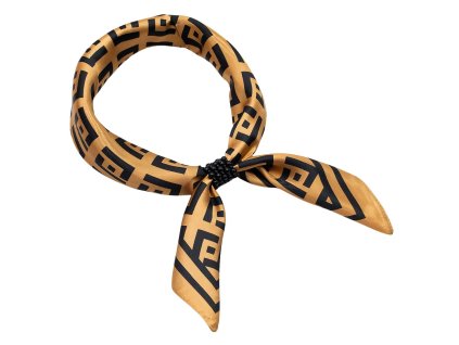 Šátek s bižuterií Letuška Light - hnědá s potiskem