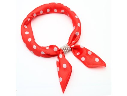 Šátek se sponkou Letuška Light - červený s puntíky