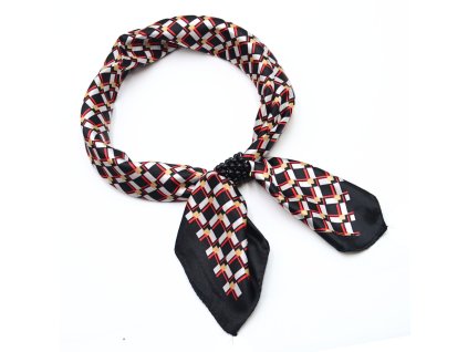 Šátek se sponkou Letuška Light - černý s potiskem