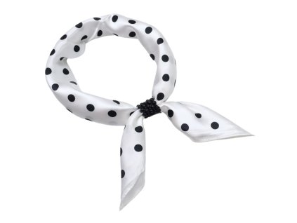 Šátek s bižuterií Letuška - černobílý s puntíky