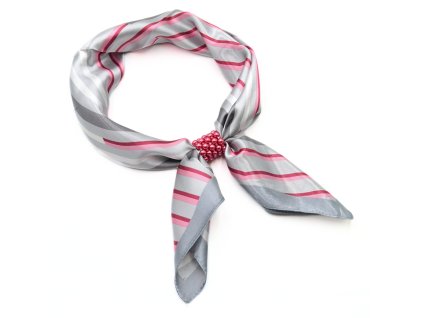 Šátek se sponkou Letuška Light - šedý s pruhy