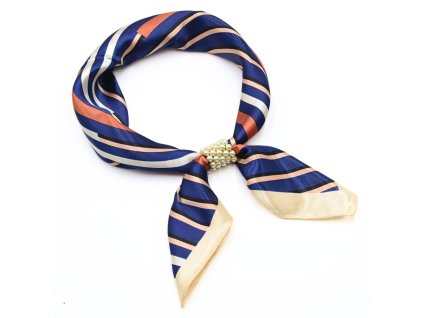 Šátek se sponkou Letuška Light - modrý s pruhy