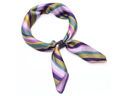 Šátek se sponkou Letuška Light - fialový s pruhy