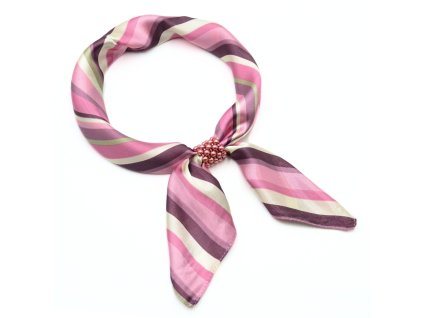 Šátek se sponkou Letuška Light - růžový s pruhy