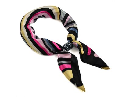 Šátek s bižuterií Letuška Light - barevný pruhovaný