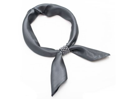 Šátek se sponkou Letuška Light - hematitově šedý jednobarevný