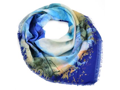 Velký šátek - modrý s potiskem