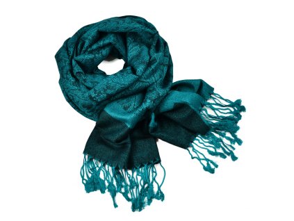 Šála zimní - tyrkysovo-zelená