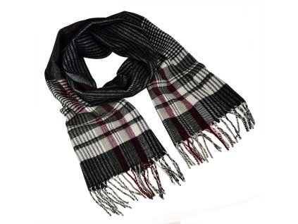 Teplá šála - černobílá kostkovaná