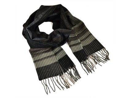 Teplá šála - černo-šedá kostkovaná