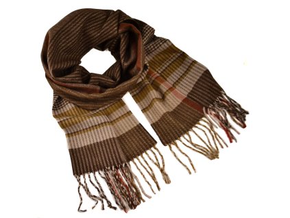 Teplá šála - hnědá kostkovaná