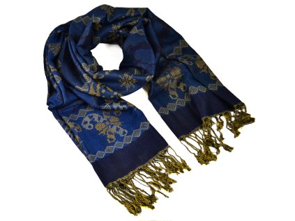 Šála teplá - modrá norský vzor