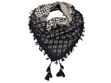 Maxi šátek - černobílý s mixem potisků