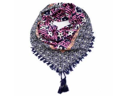 Maxi šátek - tmavě modrý se vzorem