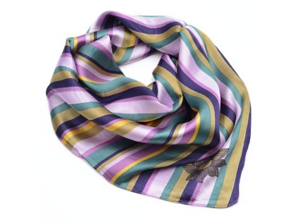 Šátek saténový - fialový s pruhy