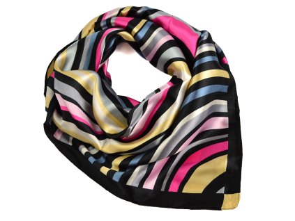 Šátek saténový - barevné pruhy